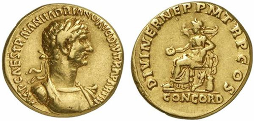 hadrian roman coin aureus